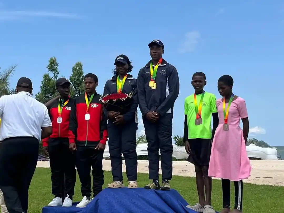 Image from Schools Connect Zimbabwe: Zim flag flying high in Africa as two local students clinch gold! Hug...