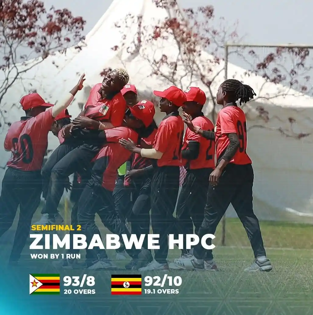Image from Schools Connect Zimbabwe: Zimbabwe HPC edge past Uganda by 1 run in Semi-final. Uganda all out f...