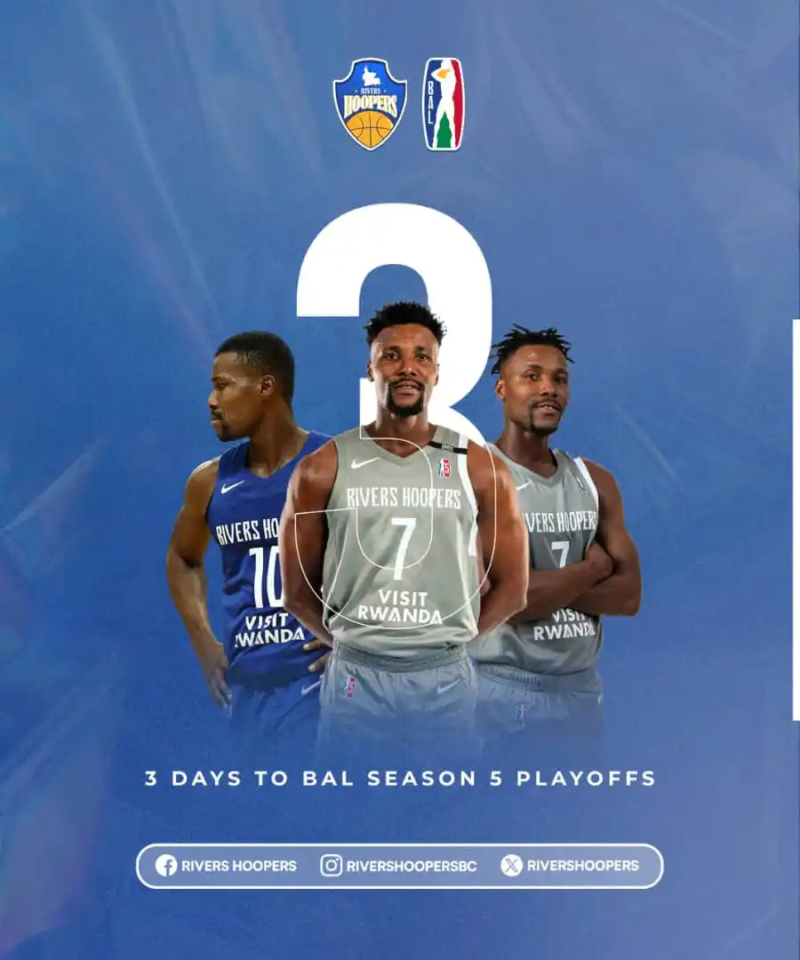 Image from Kristina Reports: 3 days until it's BAL Playoffs o'clock.🔥 Rivers Hoopers are playing ...