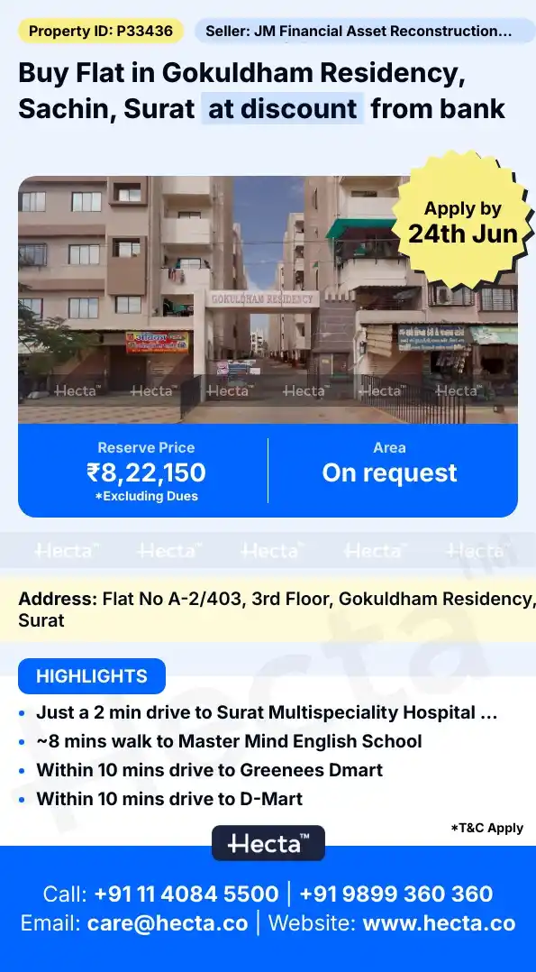 Image from Hecta: *Flat in Gokuldham Residency, Sachin, Surat* Visit this property url ...