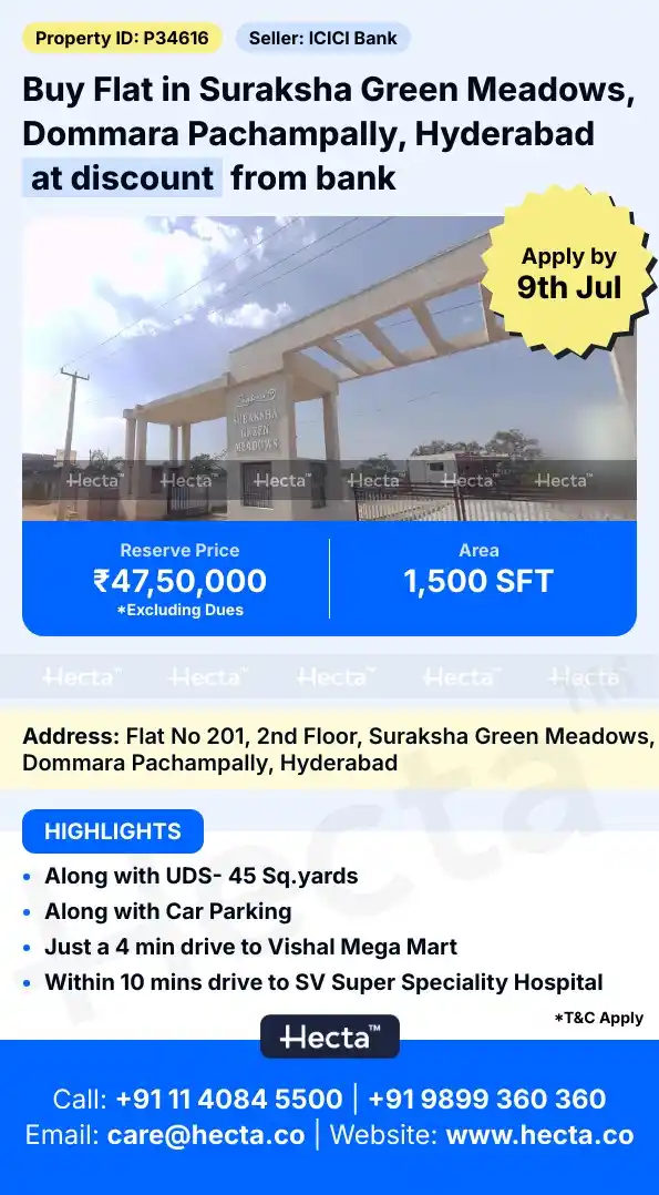 Image from Hecta: *Flat in Suraksha Green Meadows, Dommara Pachampally, Hyderabad* Visi...