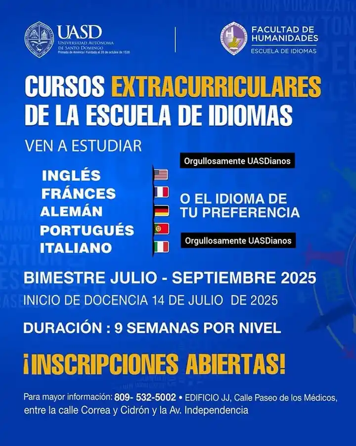 Image from Orgullosamente UASDianos: Inscripciones abiertas para los cursos extracurriculares de idiomas de...