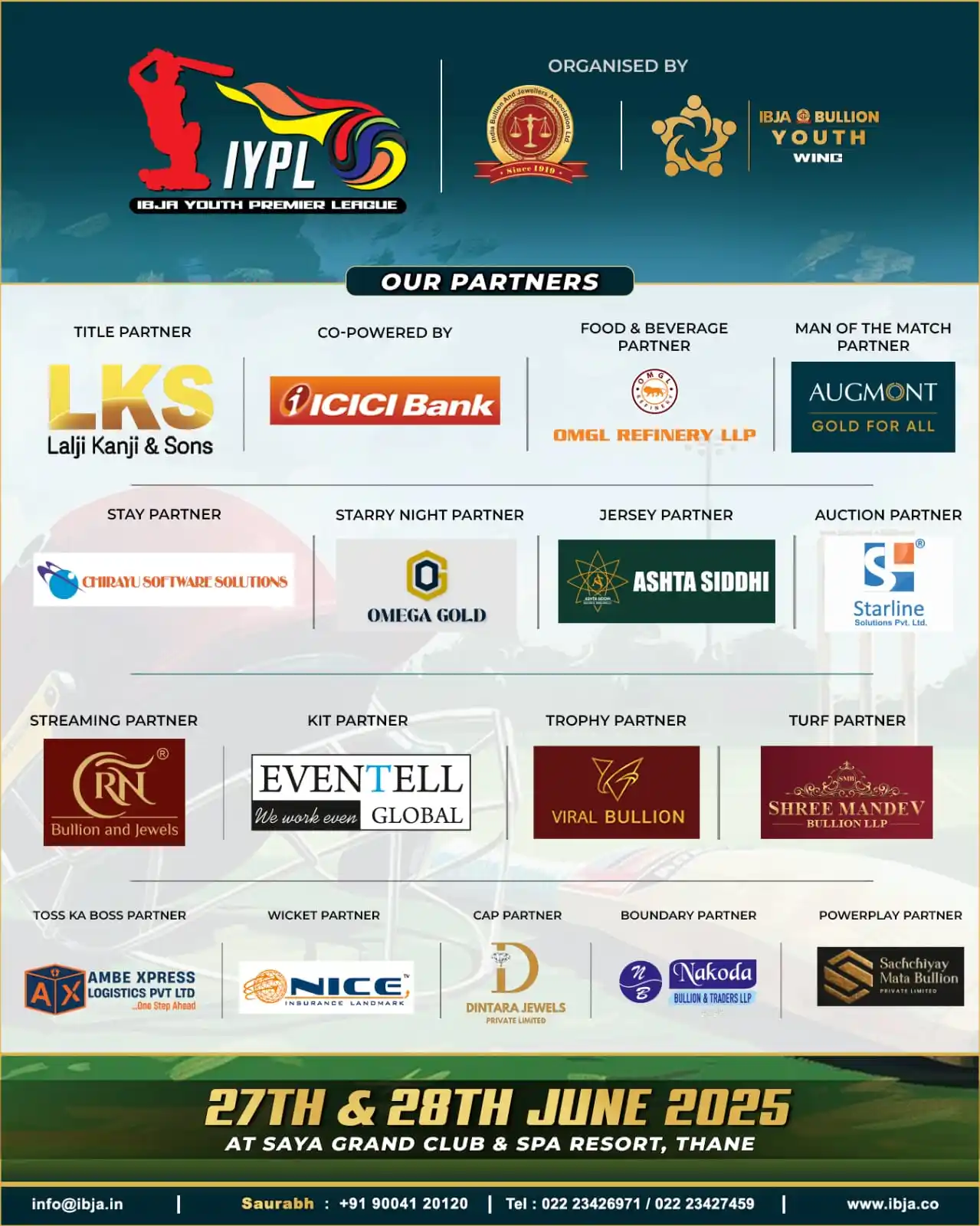 Image from India Bullion and Jewellers Association Ltd. (IBJA): 🌟 Introducing the IYPL 2025 - The Ultimate Youth Turf Cricket Extrava...