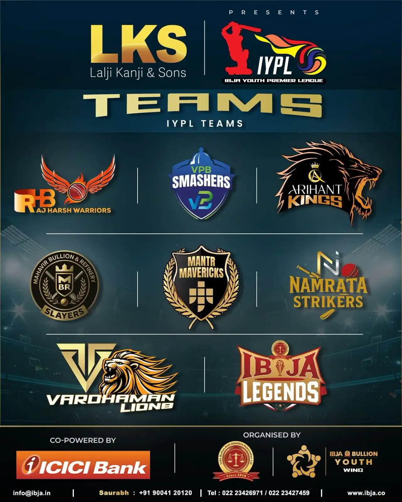Image from India Bullion and Jewellers Association Ltd. (IBJA): 🏏 Introducing the Teams of IBJA Youth Premier League (IYPL) 2025! 🎉 ...