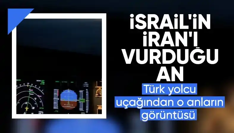 Image from Ensonhaber: İsrail'in İran'ı vurduğu anlar Türk yolcu uçağından görüntülendi https...
