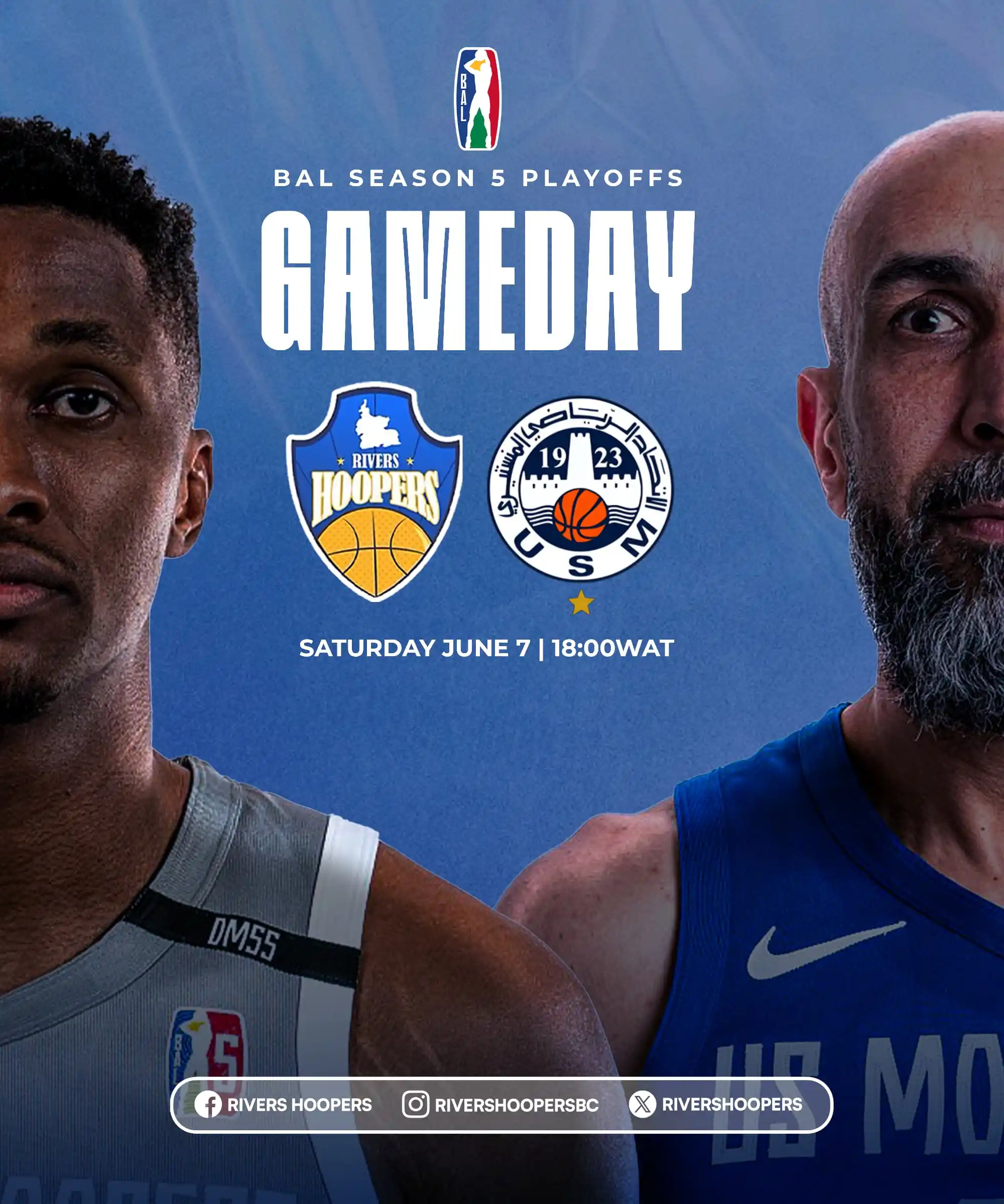 Image from Kristina Reports: It's GAMEDAY, finally!🔥 Rivers Hoopers will take on US Monastir, who...