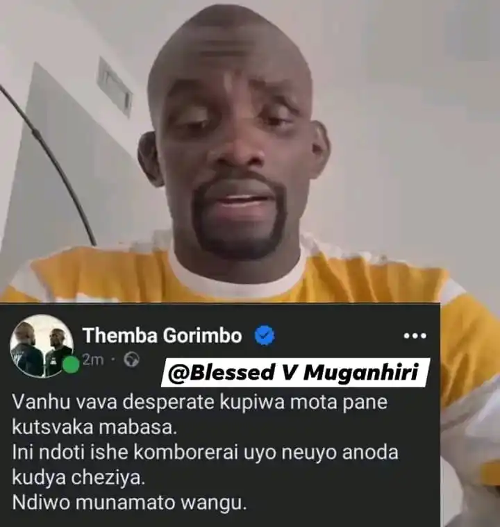 Image from ZimEcho News Channel: JUST IN: Zimbabwean mixed martial artist Themba Gorimbo, appears to re...