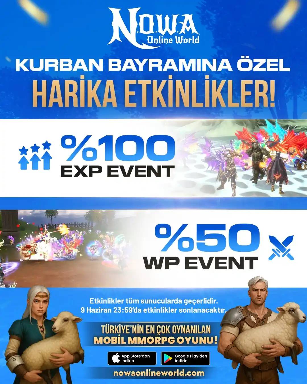 Image from Nowa Online World: Kurban Bayramı'nda EXP VE WP Şenliği başlıyor! 6 Haziran 00:01 itibari...