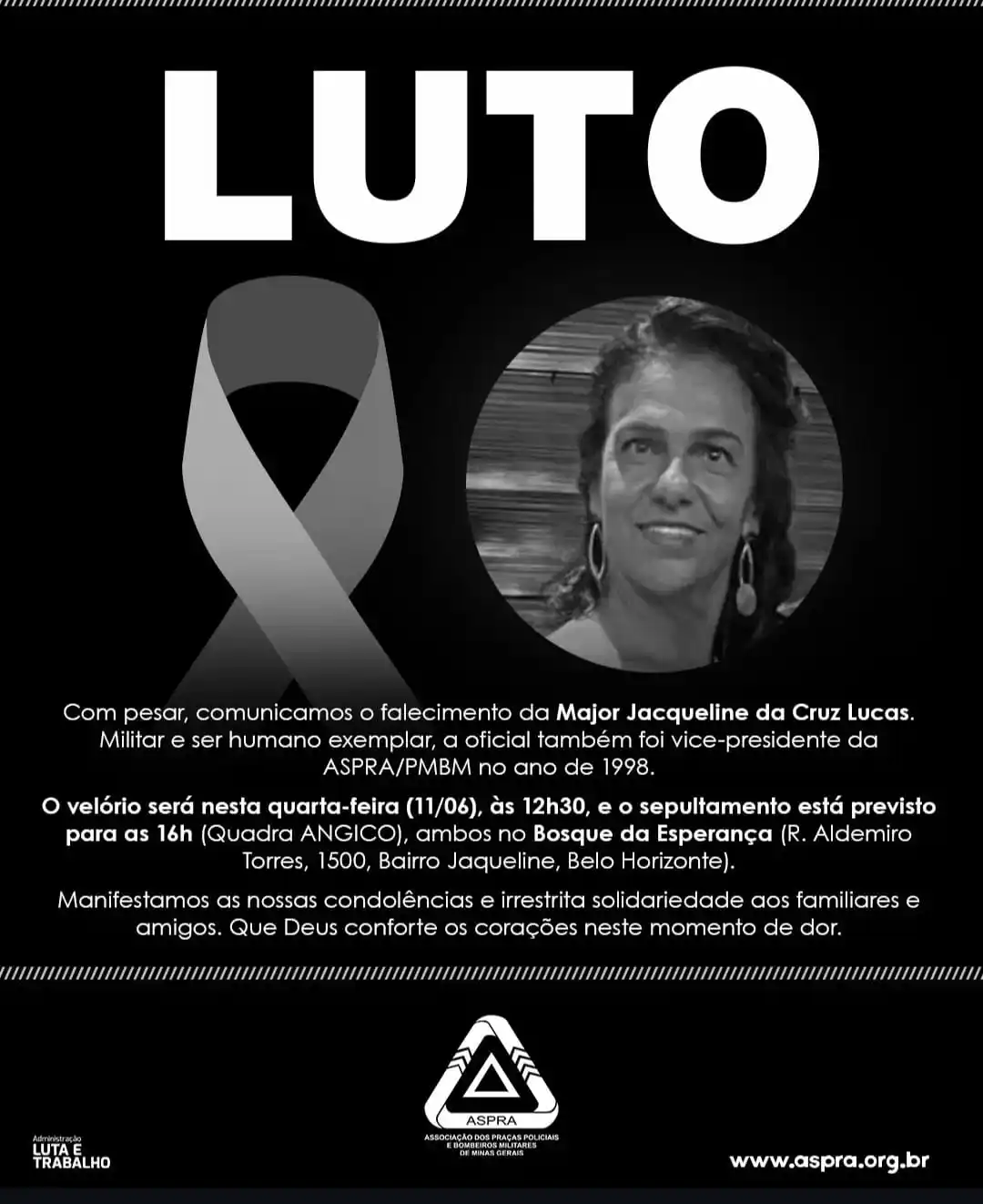 Image from Blog Da Renata Pimenta 🌶: Lamentamos informar o falecimento da Major Jacqueline da Cruz Lucas. E...