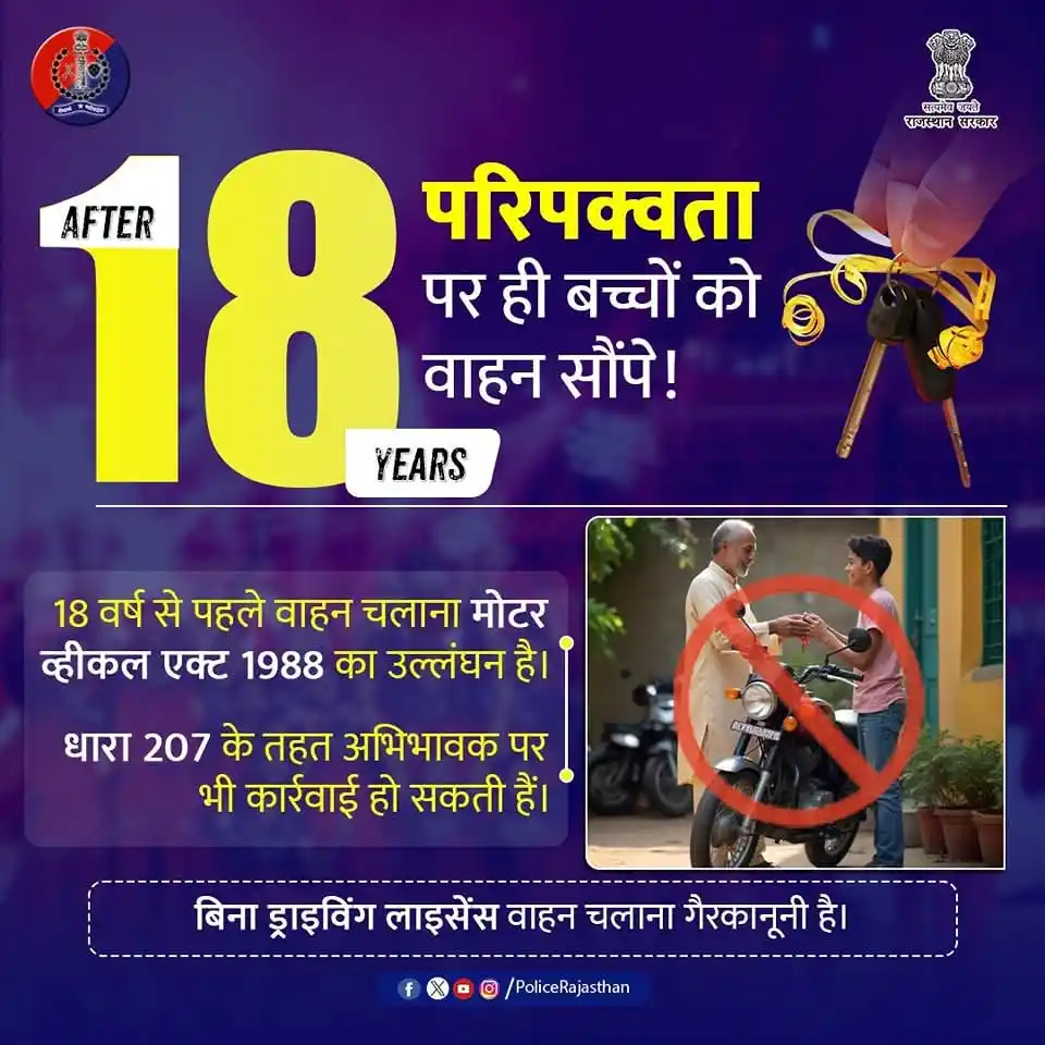 Image from Rajasthan Police: मनुष्य के शारीरिक एवं मानसिक विकास के अनुरूप ही नियमों में आयु सीमा नि...