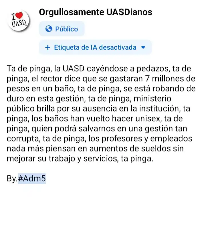 Image from Orgullosamente UASDianos: Mientras tanto.<a class="text-blue-500 hover:underline cursor-pointer"...