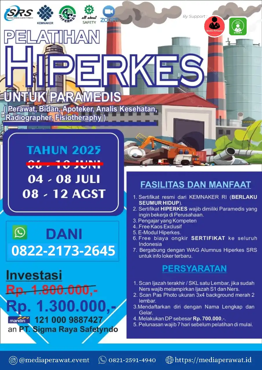 Image from WEBINAR & PELATIHAN BER-SKP KEMENKES: *PELATIHAN HIPERKES & KESELAMATAN KERJA BAGI PERAWAT, BIDAN, ANALISIS ...