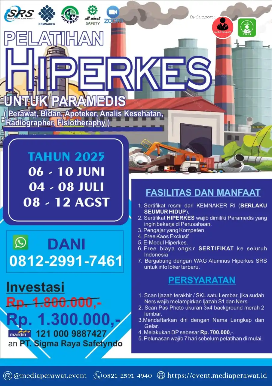 Image from WEBINAR & PELATIHAN BER-SKP KEMENKES: *PELATIHAN HIPERKES & KESELAMATAN KERJA BAGI PERAWAT, BIDAN, ANALISIS ...
