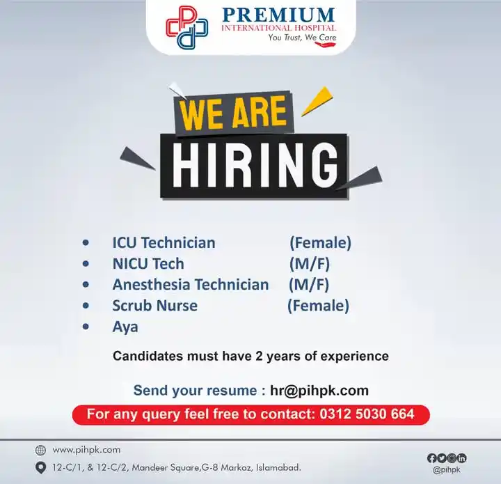 Image from NURSING INFO (MEDDEMY): *Premium International Hospital Job Openings* - *Positions:* - *I...