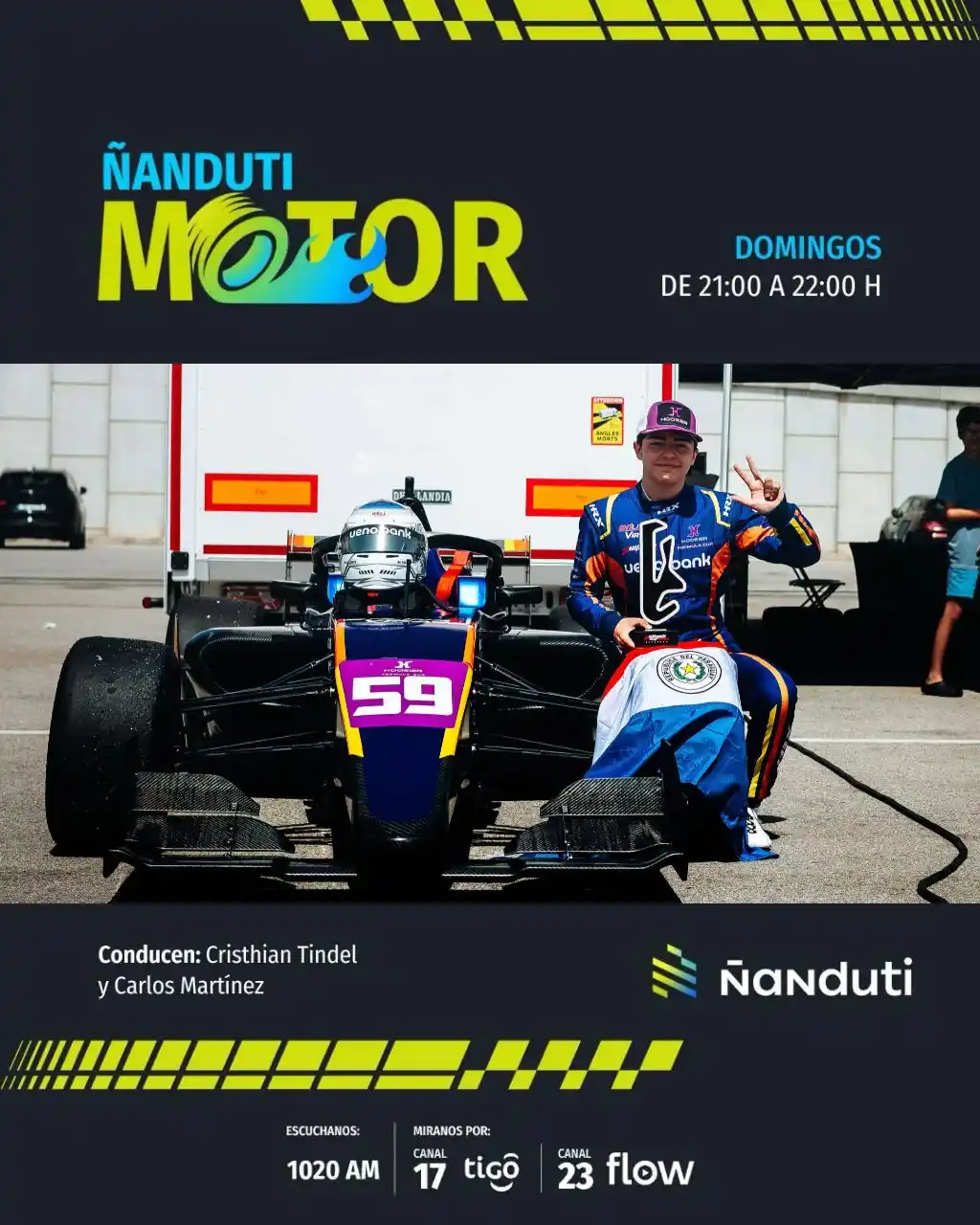 Image from Motores a 1000🏁🇵🇾📲: 📺🇵🇾 Hoy aceleramos con todo en Ñandutí TV⚡️ El podio de Mateo Valen...
