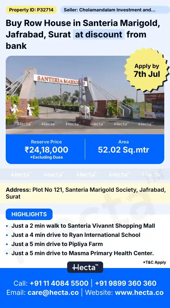 Image from Hecta: *Row House in Santeria Marigold, Jafrabad, Surat* Visit this property...