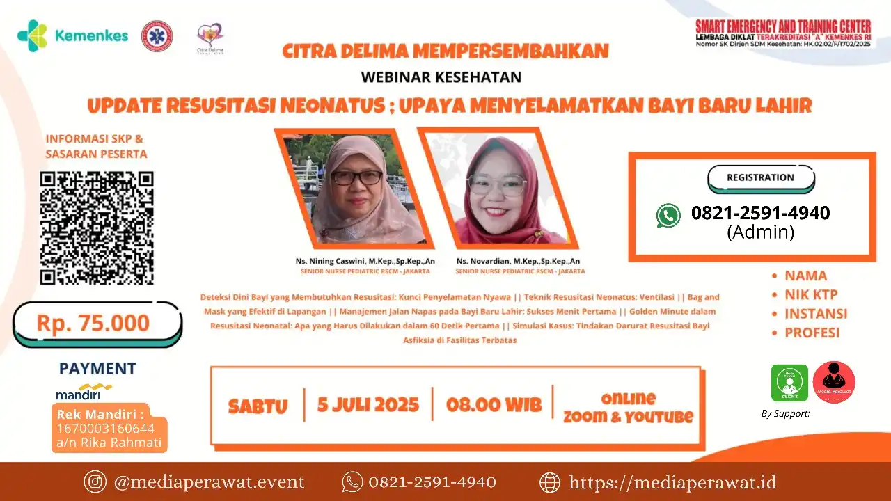 Image from WEBINAR & PELATIHAN BER-SKP KEMENKES: 👶✨ Satu napas pertama bisa menyelamatkan masa depan anak bangsa‼️. ...