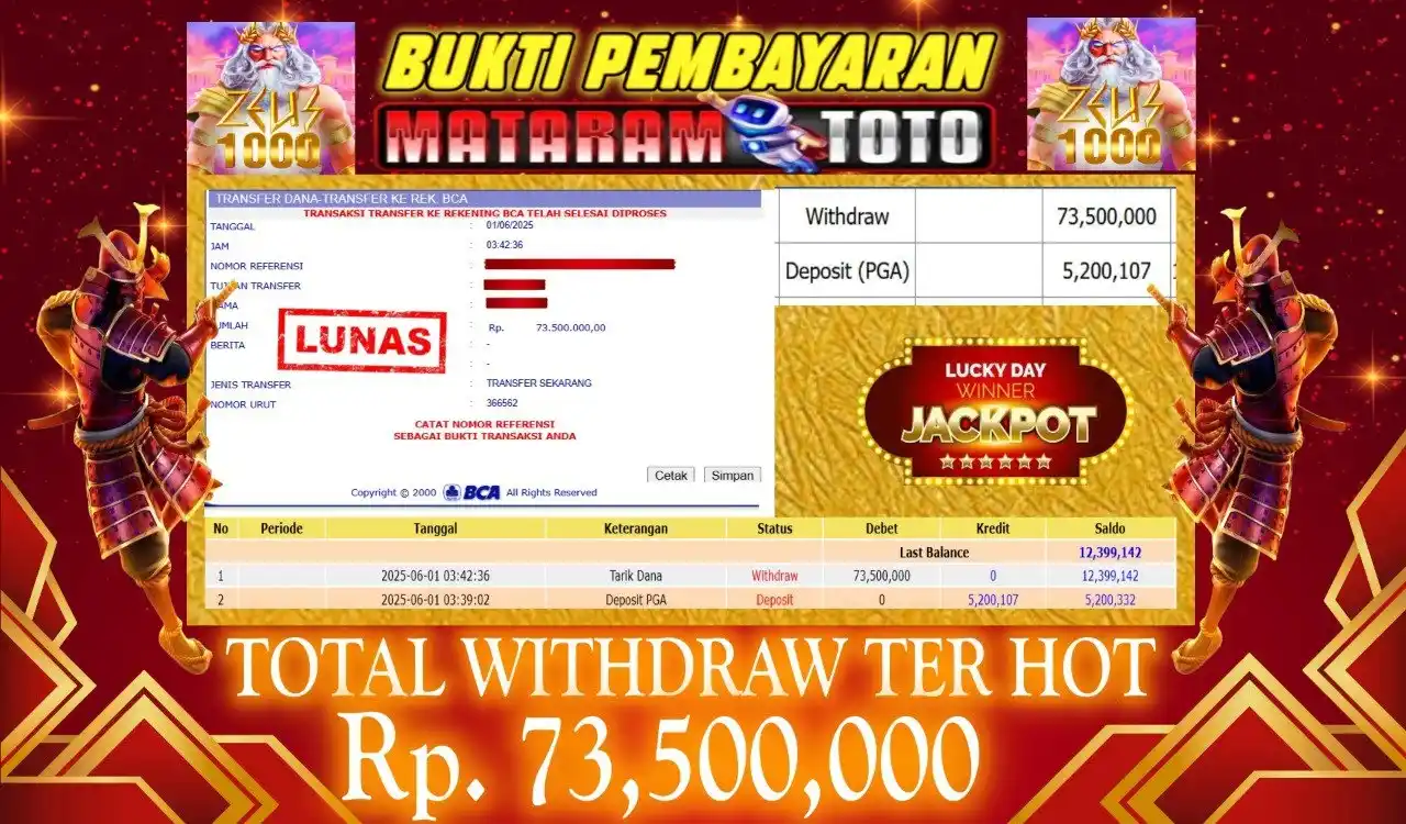 Image from ๐๐ฎ๐ค๐ญ๐ข ๐๐ ๐๐๐ญ๐๐ซ๐๐ฆ๐ญ๐จ๐ญ๐จ: Selamat kepada member setia MATARAMTOTO Yang sudah meraih JackPot [ Wi...