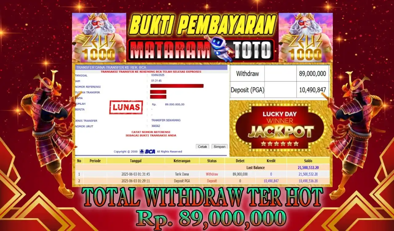 Image from ๐๐ฎ๐ค๐ญ๐ข ๐๐ ๐๐๐ญ๐๐ซ๐๐ฆ๐ญ๐จ๐ญ๐จ: Selamat kepada member setia MATARAMTOTO Yang sudah meraih JackPot [ Wi...