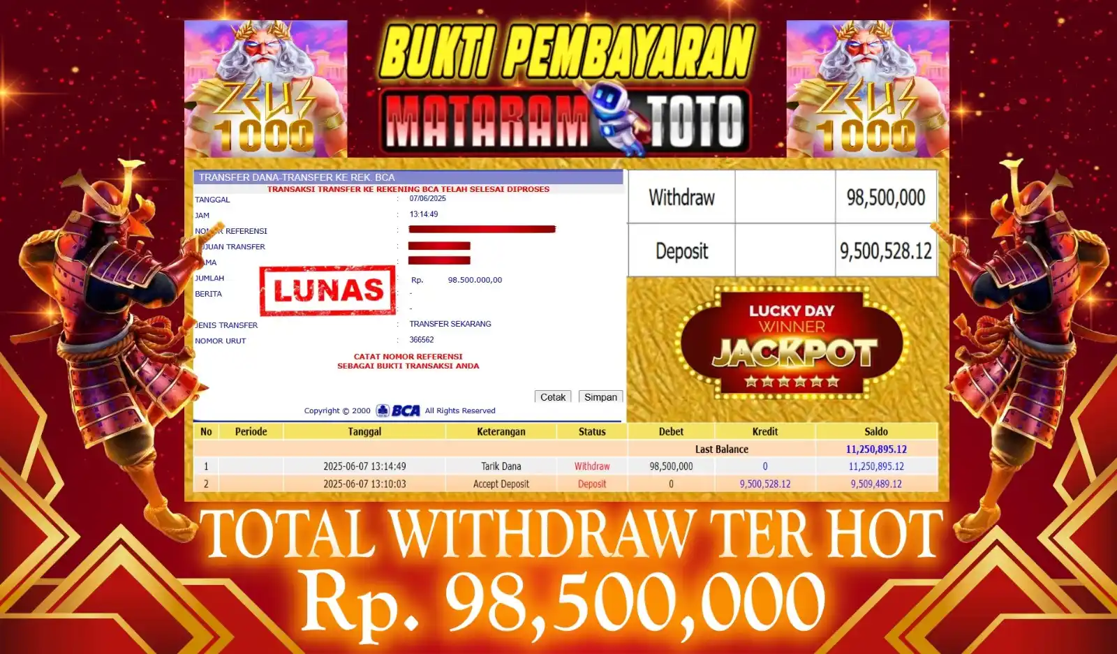 Image from ๐๐ฎ๐ค๐ญ๐ข ๐๐ ๐๐๐ญ๐๐ซ๐๐ฆ๐ญ๐จ๐ญ๐จ: Selamat kepada member setia MATARAMTOTO Yang sudah meraih JackPot [ Wi...