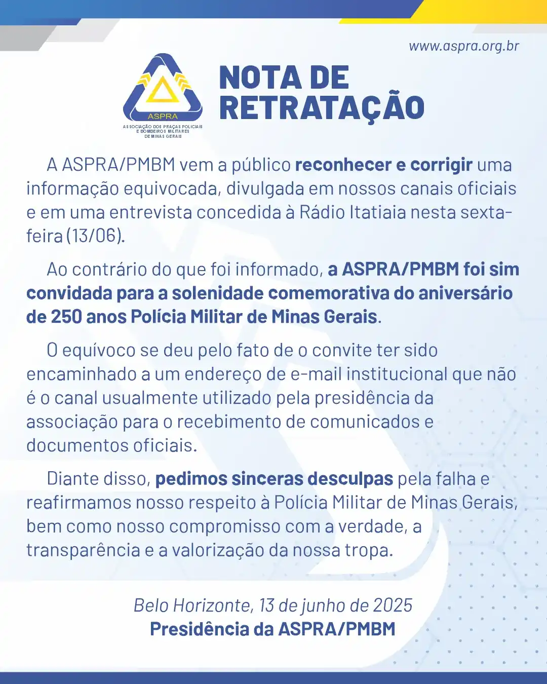 Image from Blog Da Renata Pimenta 🌶: www.aspra.org.br NOTA DE RETRATAÇÃO ASPRA ASSOCIAÇÃO DOS PRAÇAS POLI...