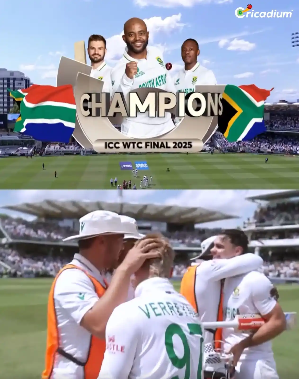 Image from Cricadium🏏: 27 years. Countless heartbreaks. But today, South Africa are ICC Champ...