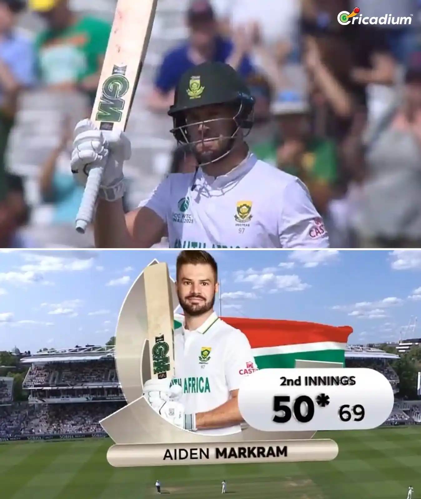 Image from Cricadium🏏: An excellent fifty from Aiden Markram under pressure👏 📸 Jio Hotstar...