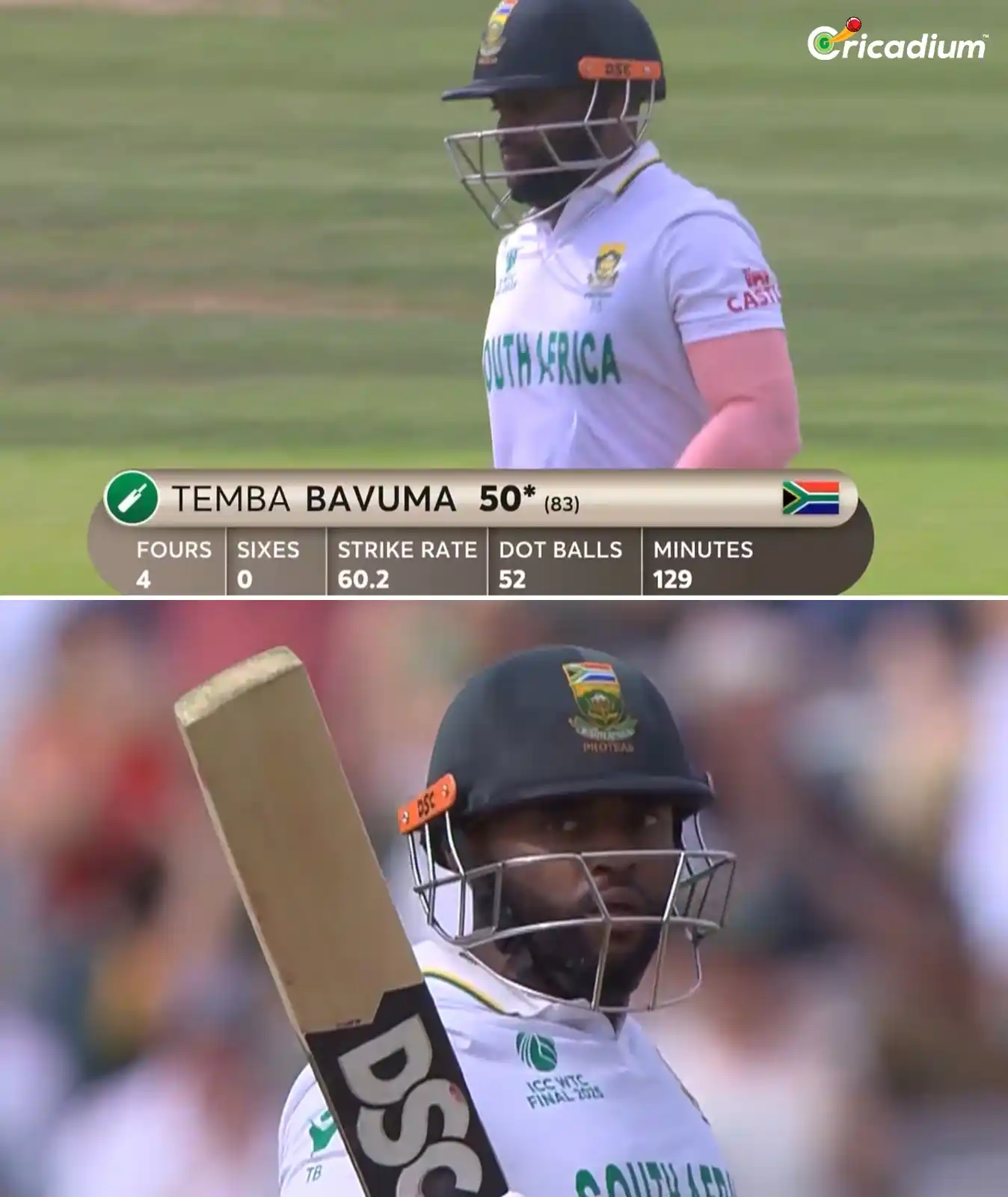 Image from Cricadium🏏: An excellent FIFTY from Proteas skipper Temba Bavuma! 🇿🇦🔥 📸 Jio H...