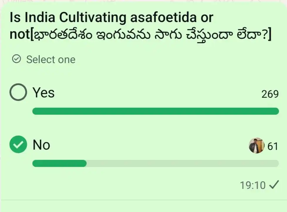 Image from Agri University - The Original: Answer:-No *India does not grow asafoetida naturally. It is imported,...