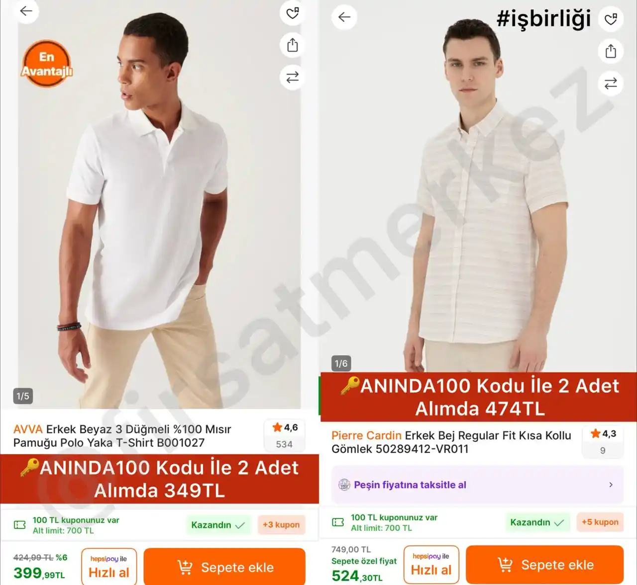 Image from İndirim Fırsat Merkezi: 🔥Avva Erkek Beyaz 3 Düğmeli Polo Yaka T-Shirt ✅399TL’ye Düştü - 2 A...
