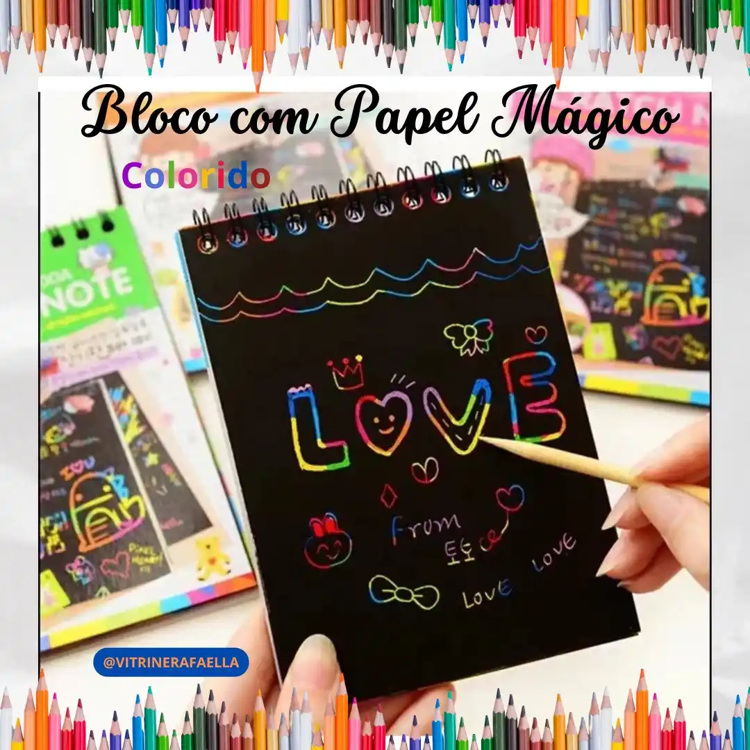 Image from Vitrine Rafaella: Bloco com Papel Mágico Colorido Desenho Acesse o link: https://s.shop...