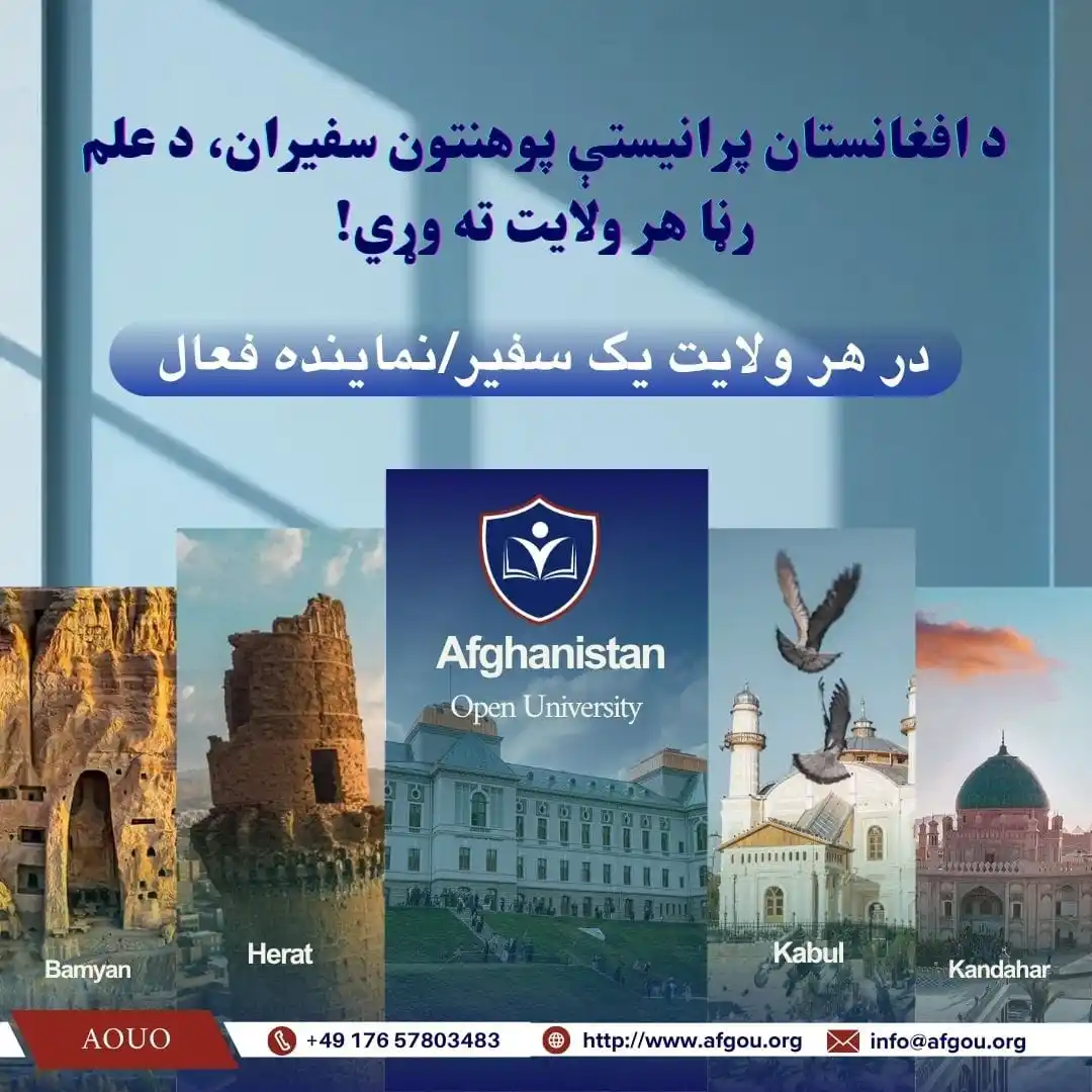 Image from Computer Science and IT E _ Learning Education: 🛑 دعوت برای سفیر یا نمایندهگان ولایتی – پوهنتون آزاد افغانستان (AOUO...