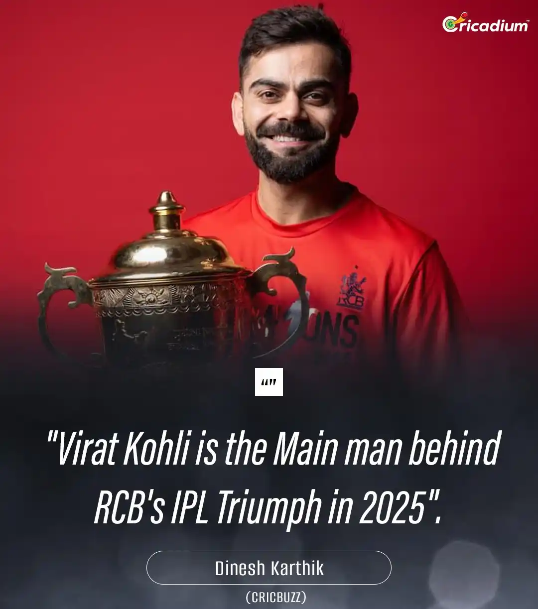 Image from Cricadium🏏: Dinesh Karthik on RCB's historic win🔥🙌  <a class="text-blue-500 hove...