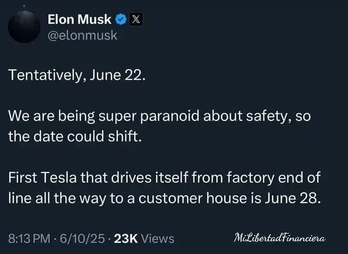 Image from Mi Libertad financiera: EL CEO DE TESLA, ELON MUSK, AFIRMA QUE LOS VIAJES PÚBLICOS EN ROBOTAXI...