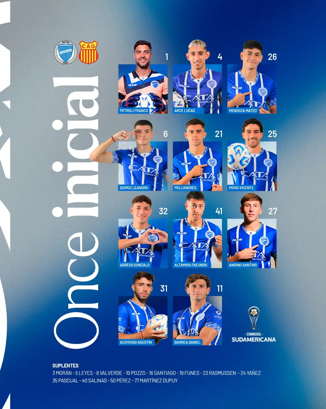Image from Club Godoy Cruz Oficial: 🏆 ¡El equipo titular de Godoy Cruz! ⚽💪 <a class="text-blue-500 hove...