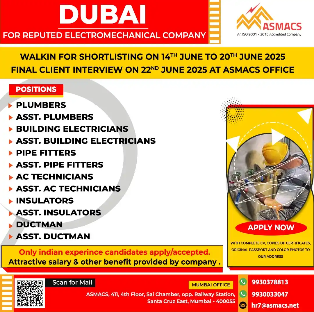 Image from Asmacs Jobs: 🌟Exciting DUBAI Opportunities! 🌟 ⚡ Shortlisting in Progress – Don’...