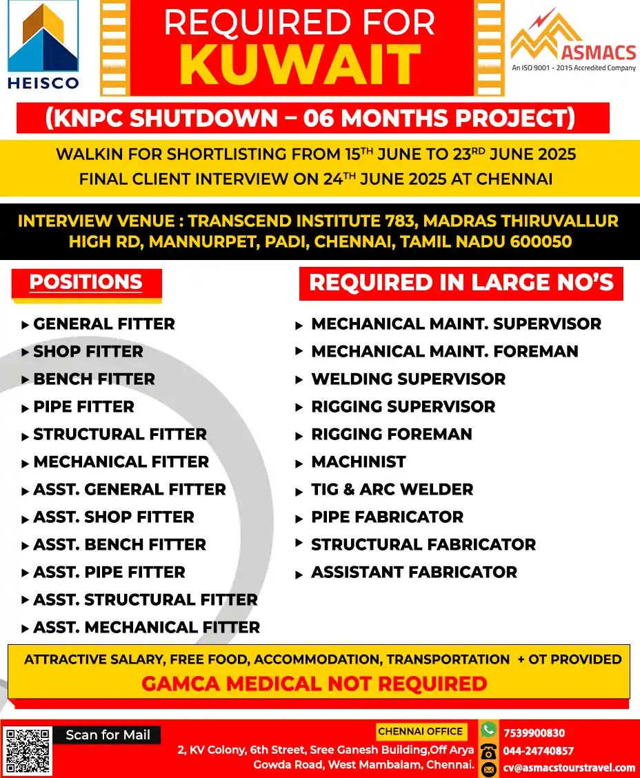 Image from Asmacs Jobs: 🌟Exciting KUWAIT Opportunities! 🌟   ⚡ Shortlisting in Progress – Don...