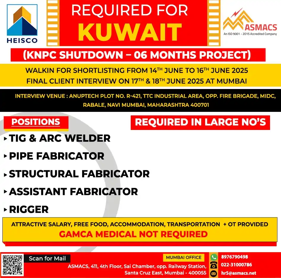 Image from Asmacs Jobs: 🌟Exciting KUWAIT Opportunities! 🌟 ⚡ Shortlisting in Progress – Don...