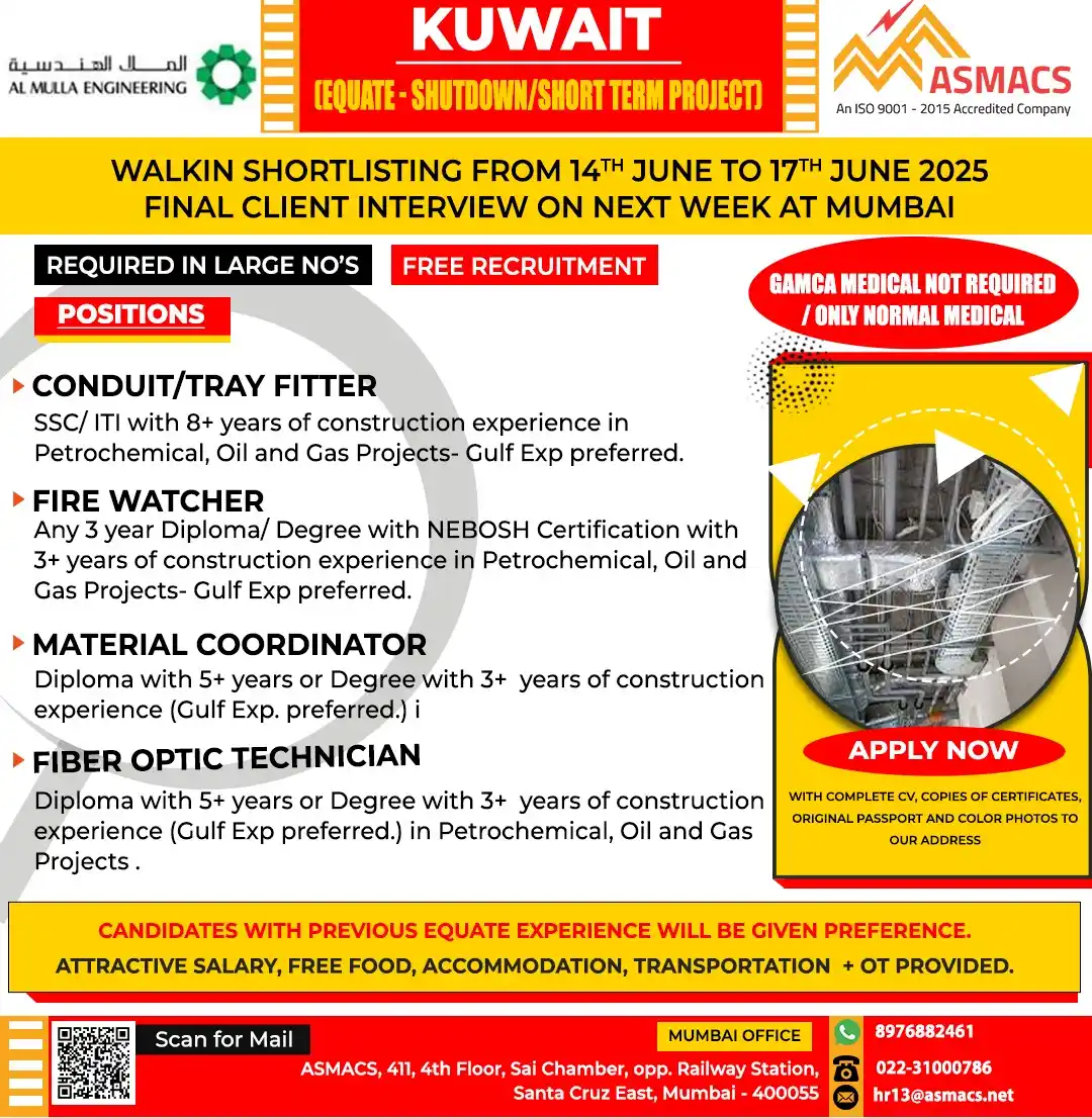 Image from Asmacs Jobs: 🌟Exciting KUWAIT Opportunities! 🌟 ⚡ Shortlisting in Progress – Don...