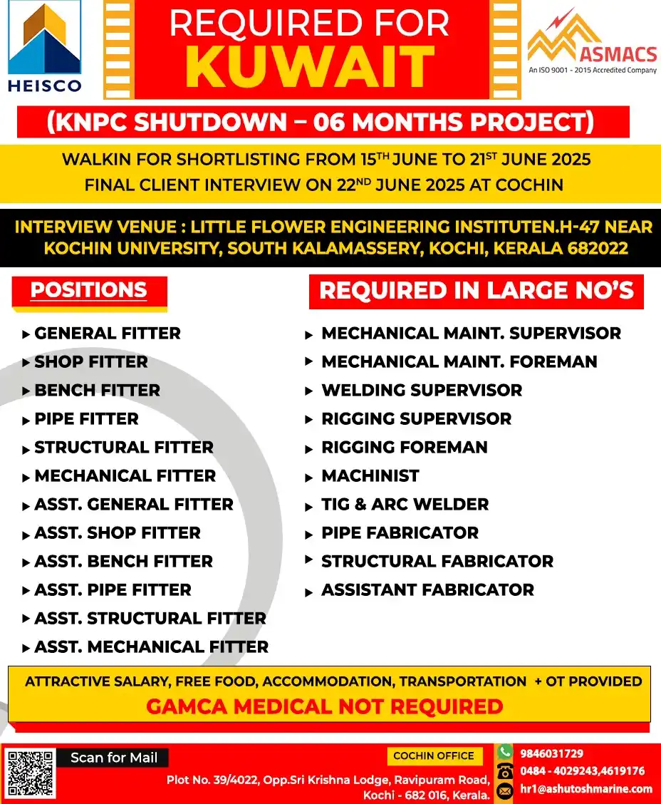Image from Asmacs Jobs: 🌟Exciting KUWAIT Opportunities! 🌟 ⚡ Shortlisting in Progress – Don...