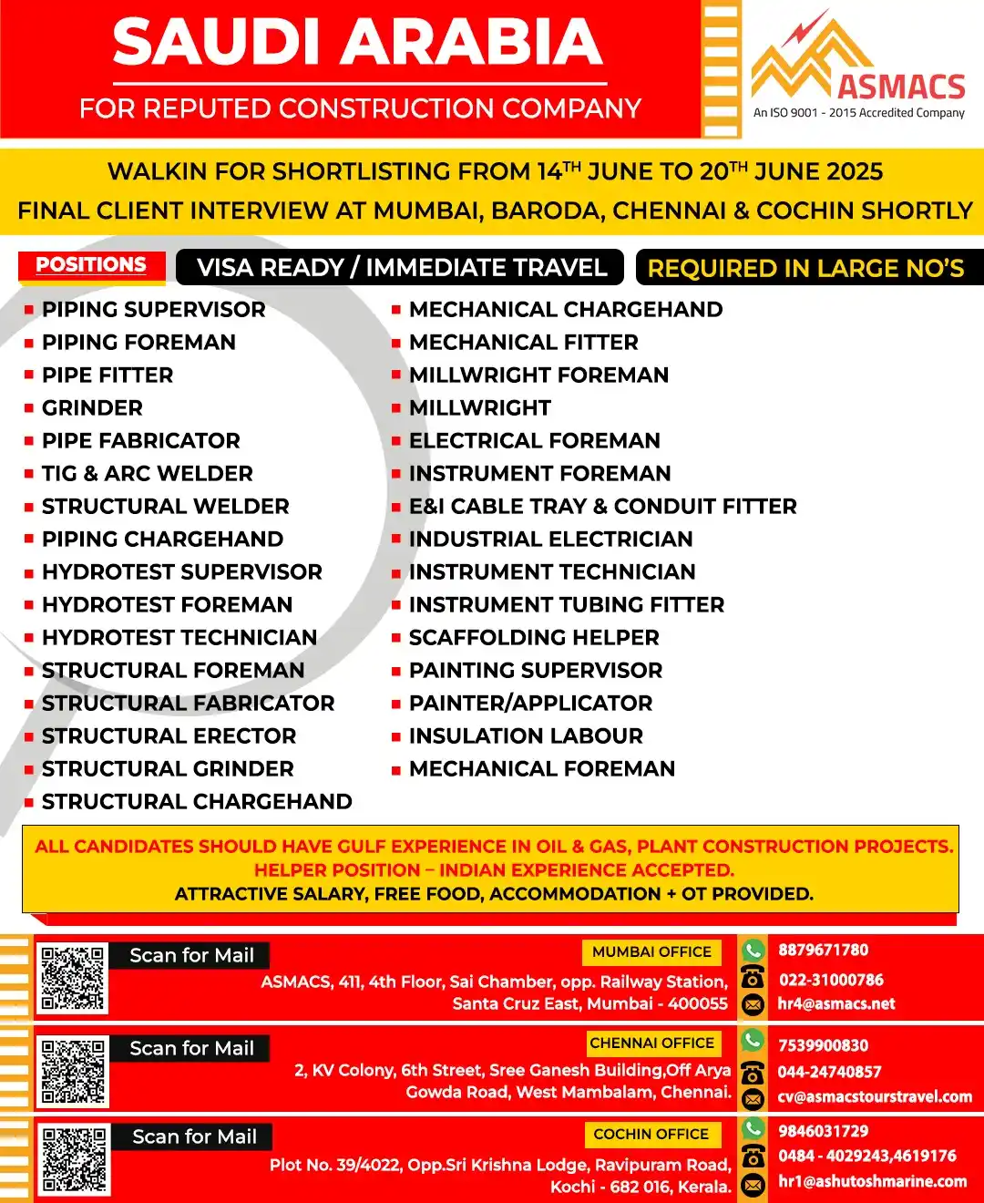 Image from Asmacs Jobs: 🌟Exciting SAUDI ARABIA Opportunities! 🌟 ⚡ Shortlisting in Progress...