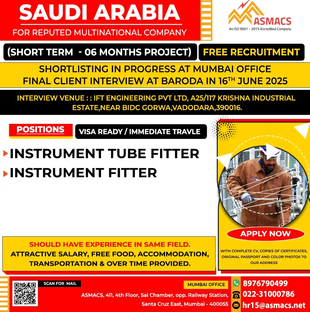Image from Asmacs Jobs: 🌟Exciting SAUDI ARABIA Opportunities! 🌟 ⚡ Shortlisting in Progress...