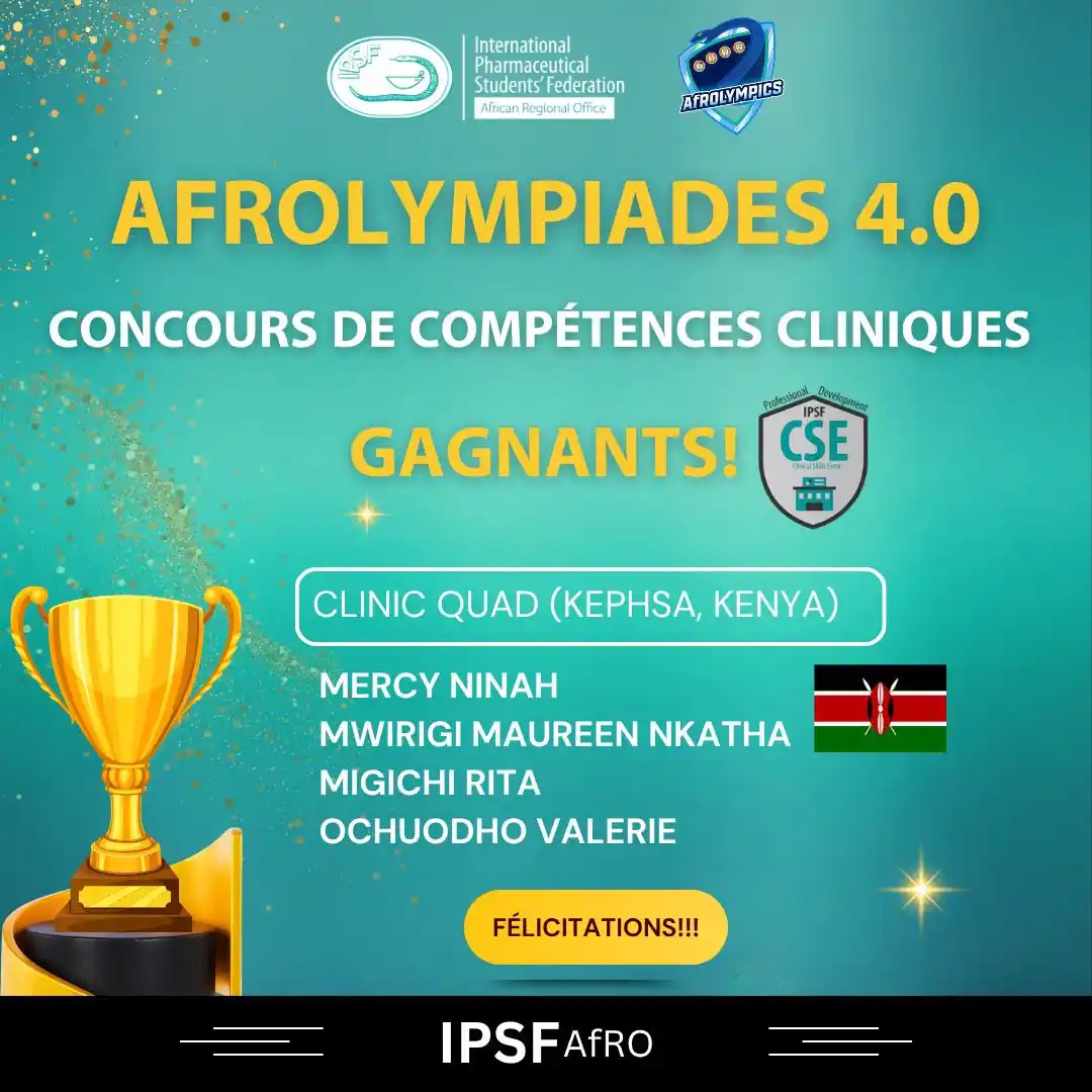 Image from IPSF AfRO: *Félicitations aux gagnants de l'ÉPREUVE DE COMPÉTENCES CLINIQUES AFRO...