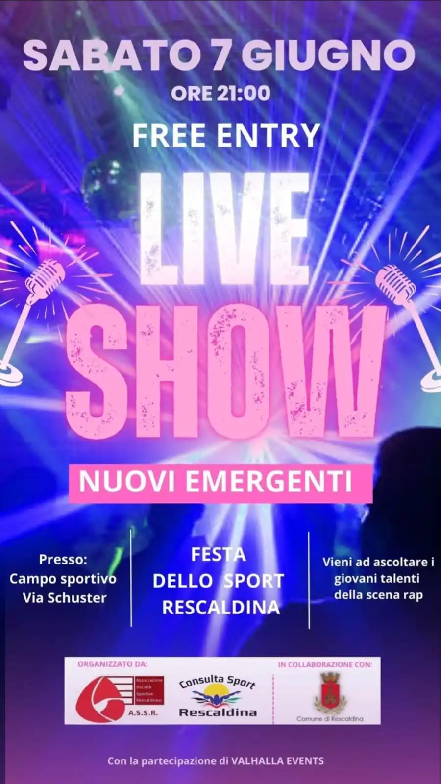 Image from Comune di Rescaldina: 🎤 *FESTA DELLO SPORT - RESCALDINA* Sabato 7 giugno – ore 21:00 📍 C...
