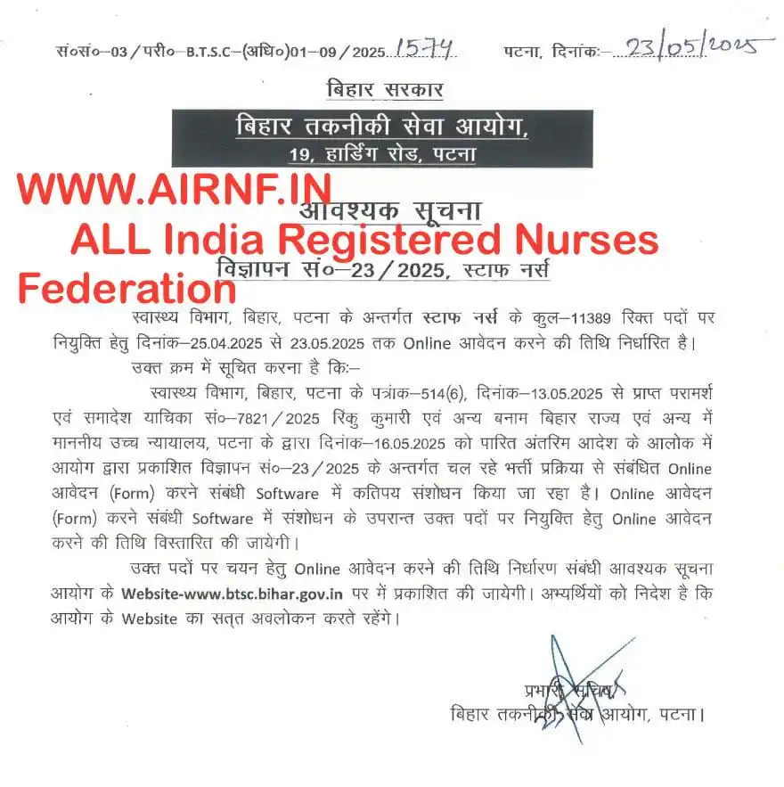All India  registered nurses federation  post