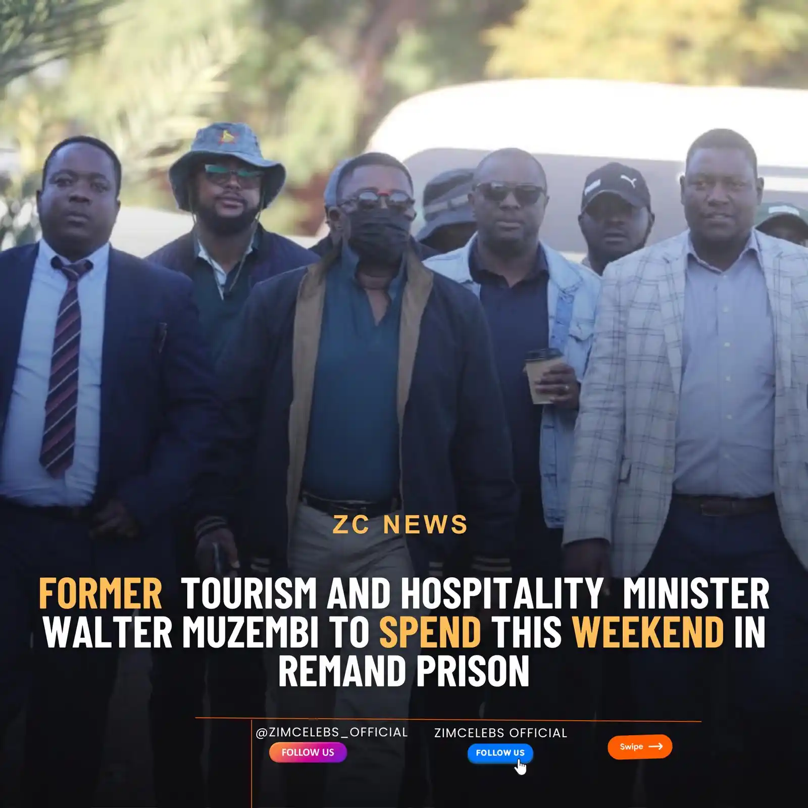 Image from Zimcelebs Official 1: Former Cabinet Minister Walter Mzembi will spend the weekend in remand...