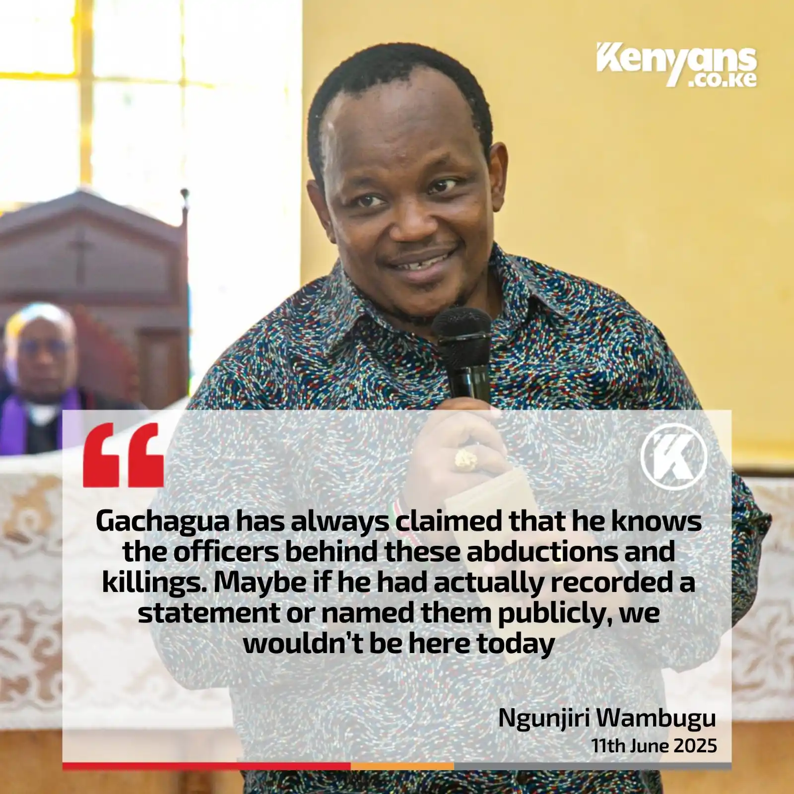 Image from Kenyans.co.ke: Gachagua has always claimed he knows the officers behind these abducti...