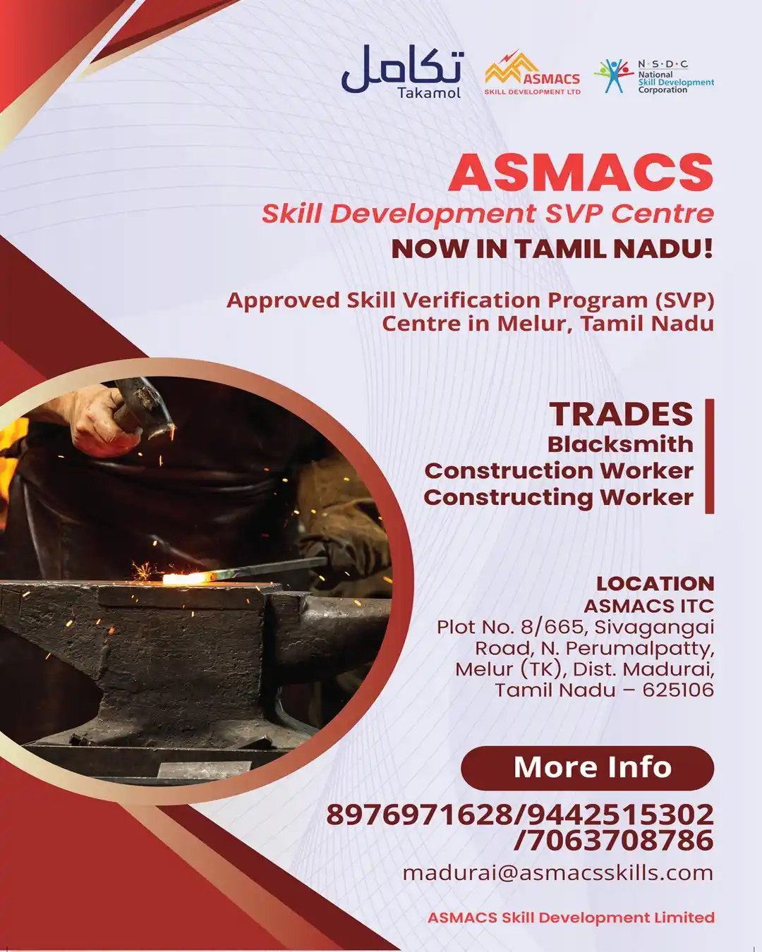 Image from Asmacs Jobs: Great news, Tamil Nadu! 🎉 ASMACS Skill Development SVP Centre is NOW ...