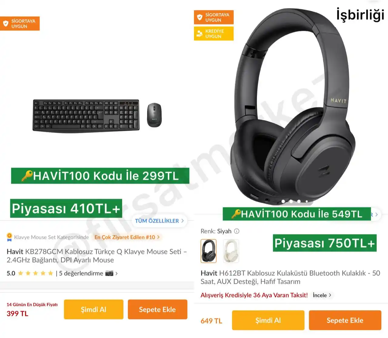 Image from İndirim Fırsat Merkezi: 🔥Havit Kablosuz Q Klavye Mouse Set 🔑HAVİT100 Kodu İle 299TL - Tren...
