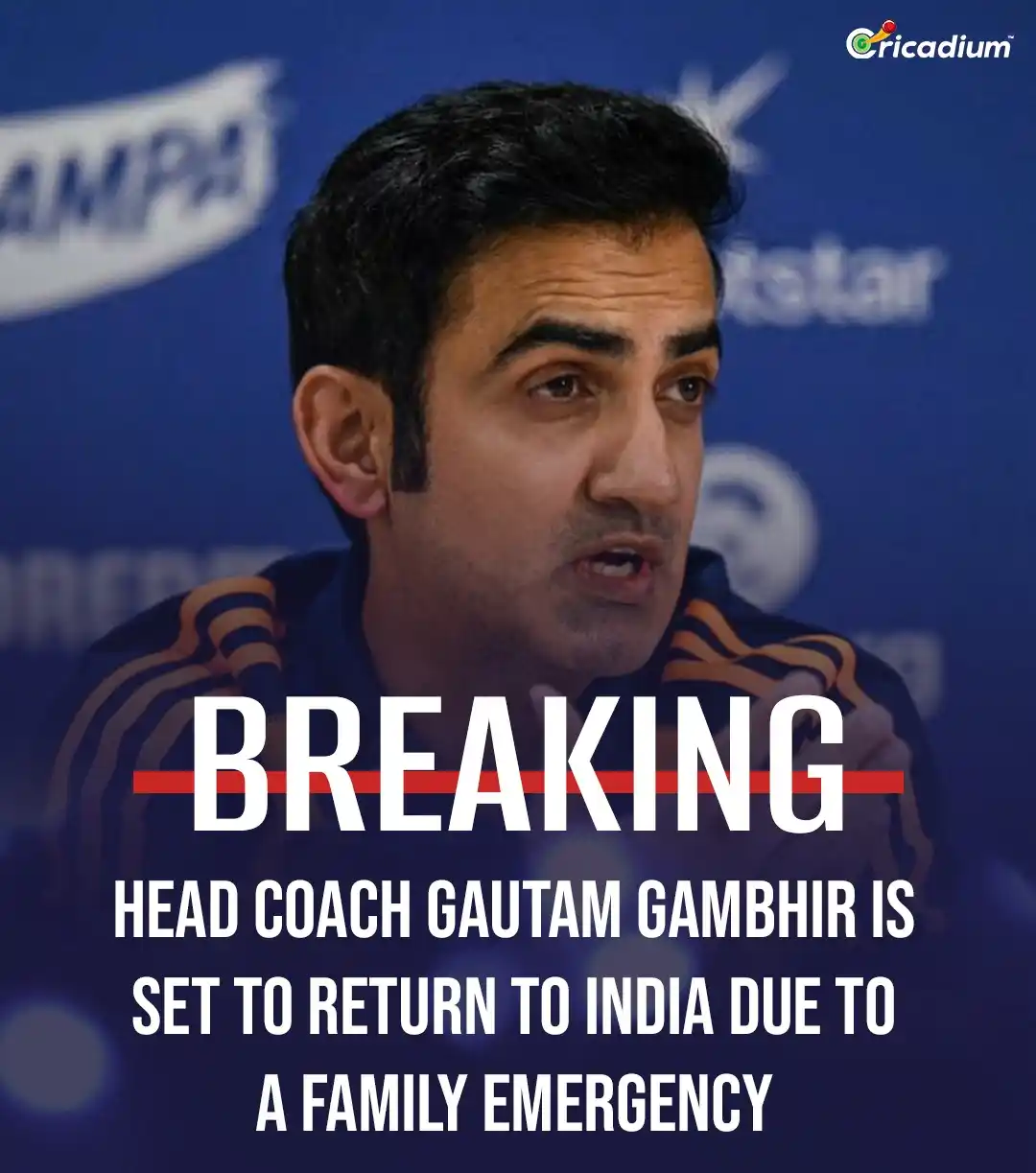 Image from Cricadium🏏: Head Coach Gautam Gambhir is set to return to India due to a family em...